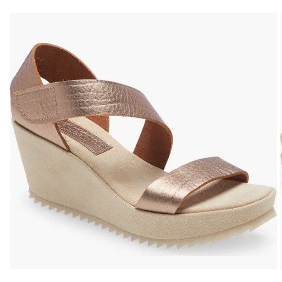Pedro Garcia Fely Easy Metallic Leather Wedge Sandals Platform Women’s Size 36.5 - Picture 1 of 8